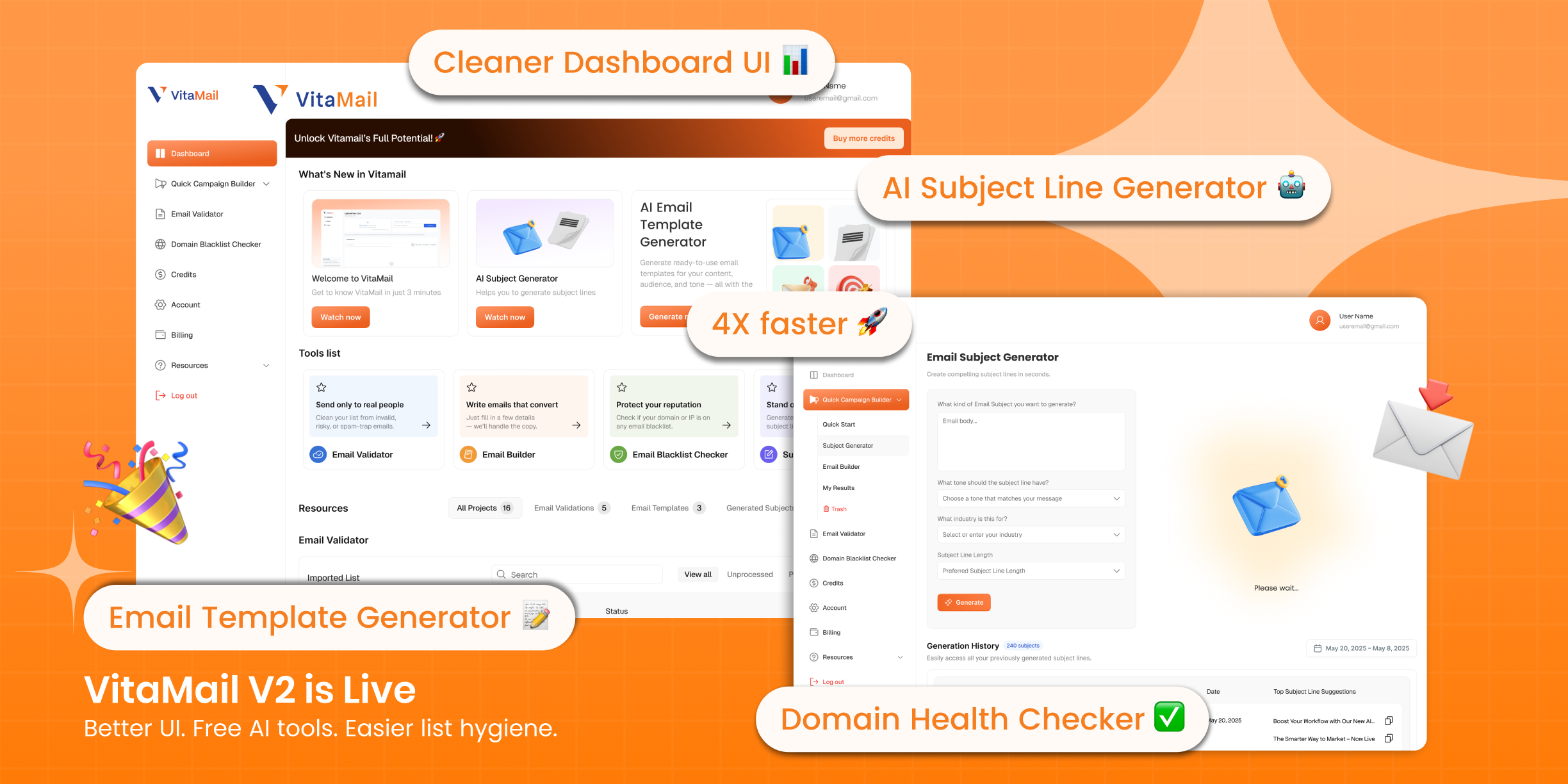 VitaMail V2 Release: Domain Health Checker and Free Email Campaigning AI Tools