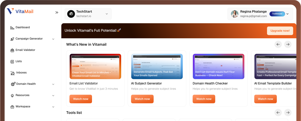 VitaMail dashboard preview